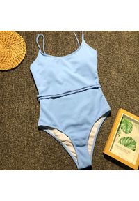 Intica - Jednoczęściowy strój kąpielowy taliowany na plażę Willa. Kolor: niebieski. Materiał: materiał