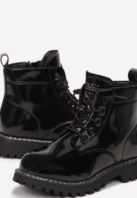 Born2be - Czarne Lakierowane Botki Workery Masikane. Okazja: na imprezę, na co dzień, na urodziny. Kolor: czarny. Materiał: lakier. Styl: klasyczny, casual, elegancki