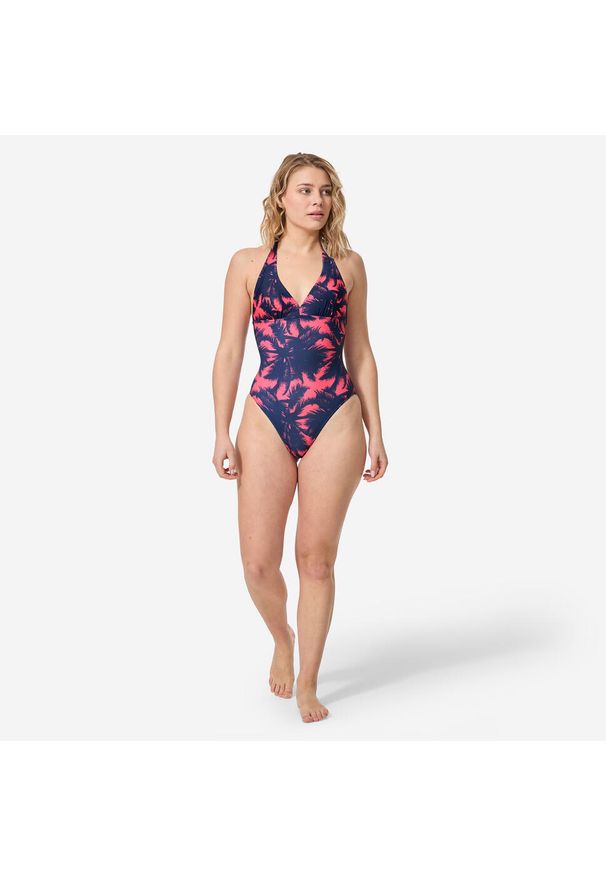 OLAIAN - Kostium kąpielowy jednoczęściowy surfingowy damski Olaian Clea Poly. Kolor: różowy. Materiał: poliester, poliamid, materiał, elastan