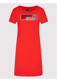 Love Moschino - LOVE MOSCHINO Sukienka codzienna W592917E 1951 Czerwony Regular Fit. Okazja: na co dzień. Kolor: czerwony. Materiał: bawełna. Typ sukienki: proste. Styl: casual #5