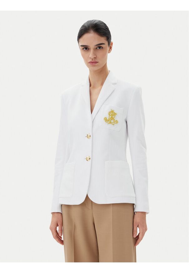 Lauren Ralph Lauren Marynarka Spsu20 200797305 Biały Regular Fit. Kolor: biały. Materiał: bawełna