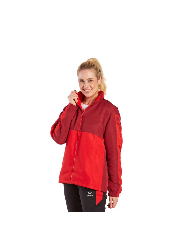 ERIMA - Kurtka Erima Six Wings. Typ kołnierza: kaptur. Kolor: czerwony. Materiał: polar