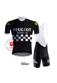 Camisola de ciclismo retro Peugeot Preto - REDTED. Kolor: pomarańczowy, żółty. Materiał: poliester