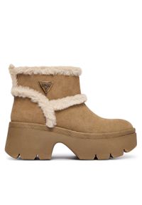 Guess Botki FLFBRD ESU10 Beżowy. Kolor: beżowy. Materiał: skóra, zamsz