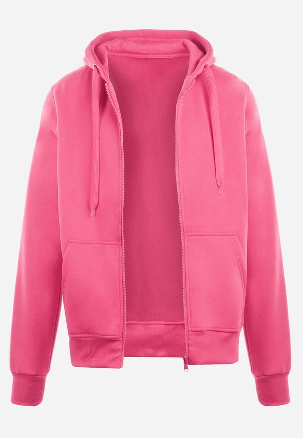 Born2be - Fuksjowa Bluza z Kapturem Zapinana na Suwak Bran. Okazja: na co dzień, na spacer. Typ kołnierza: kaptur. Kolor: różowy. Materiał: materiał. Długość rękawa: długi rękaw. Długość: długie. Styl: elegancki, casual