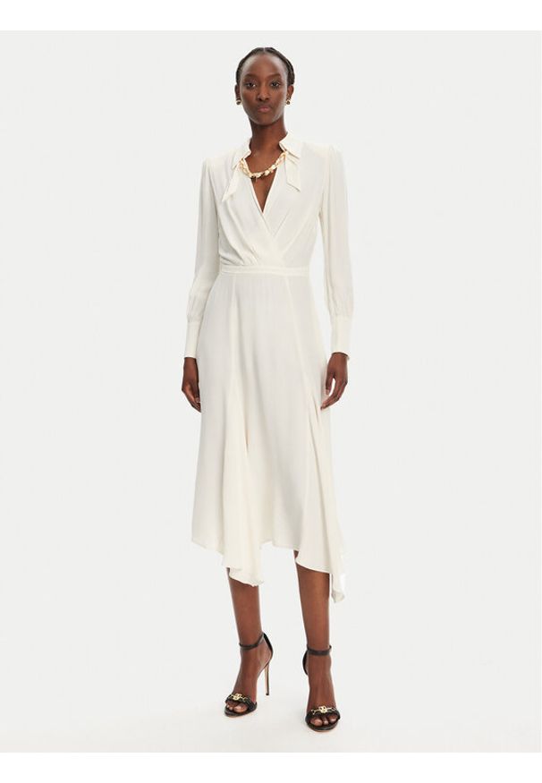 Elisabetta Franchi Sukienka koktajlowa AB-863-52E2-V590 Écru Regular Fit. Materiał: wiskoza. Styl: wizytowy
