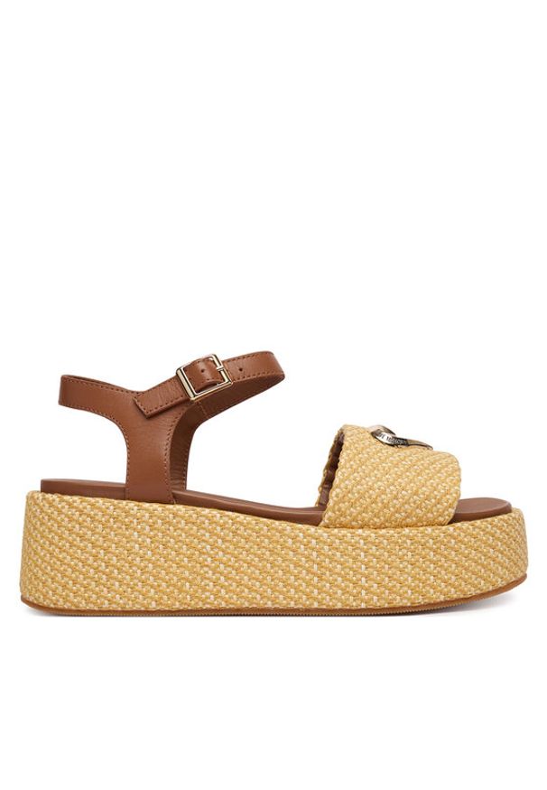 Love Moschino - LOVE MOSCHINO Sandały JA16127I0OJR610B Beżowy. Kolor: beżowy. Materiał: materiał