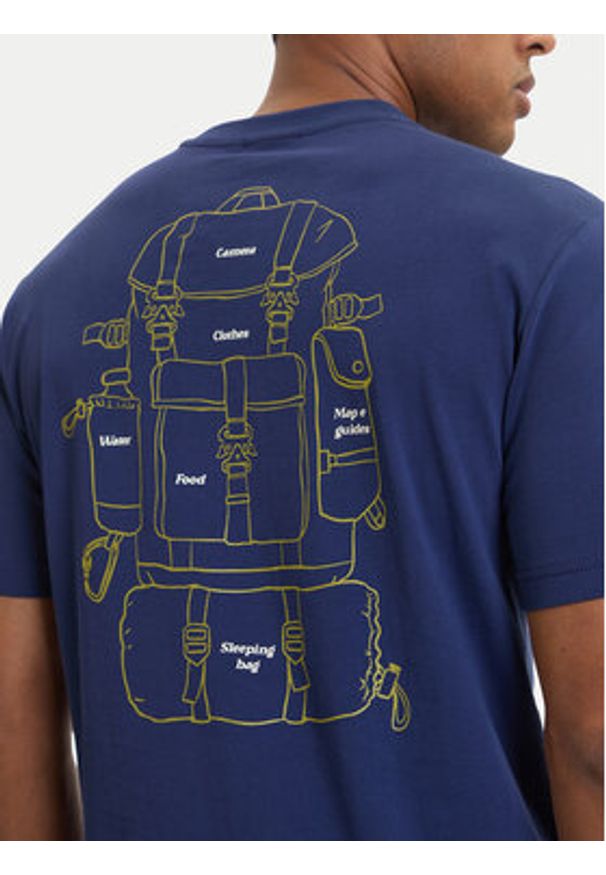 Napapijri T-Shirt S-Flint NP0A4FZZ Granatowy Regular Fit. Kolor: niebieski. Materiał: bawełna