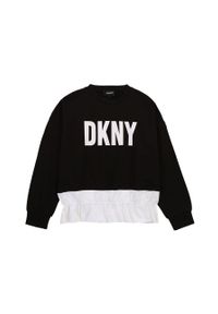 DKNY - Dkny - Bluza dziecięca 114-150 cm. Okazja: na co dzień. Typ kołnierza: bez kaptura. Kolor: czarny. Materiał: materiał, wiskoza, dzianina, poliamid, elastan. Wzór: nadruk. Styl: casual #1