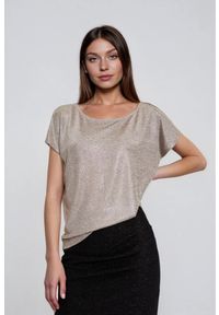 MOODO - Błyszcząca bluzka srebrna. Kolor: srebrny. Materiał: poliester, elastan #1