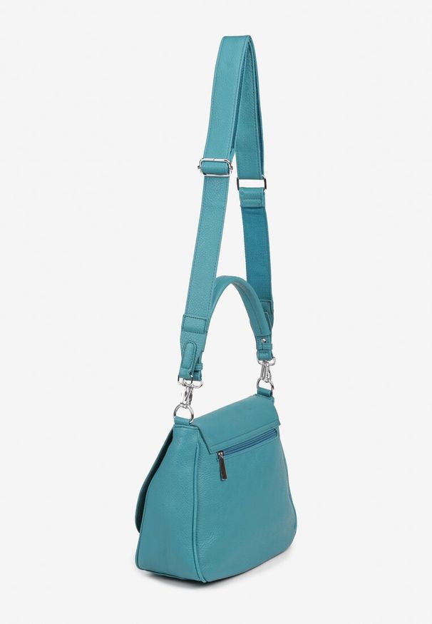 Born2be - Zielona Torebka Listonoszka z Imitacji Zamszu z Rączką i Paskiem Malanira. Kolor: zielony. Materiał: zamszowe. Styl: elegancki, casual