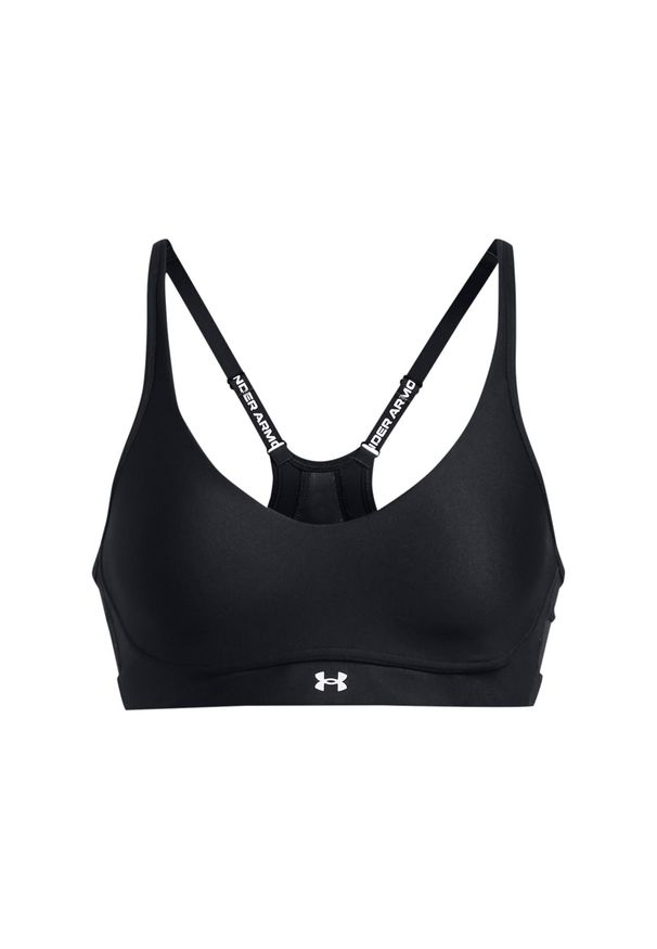 Biustonosz treningowy damski Under Armour UA Infinity Low 2.0 Bra - czarny. Kolor: czarny. Materiał: elastan, poliester. Wzór: gładki. Sport: joga i pilates