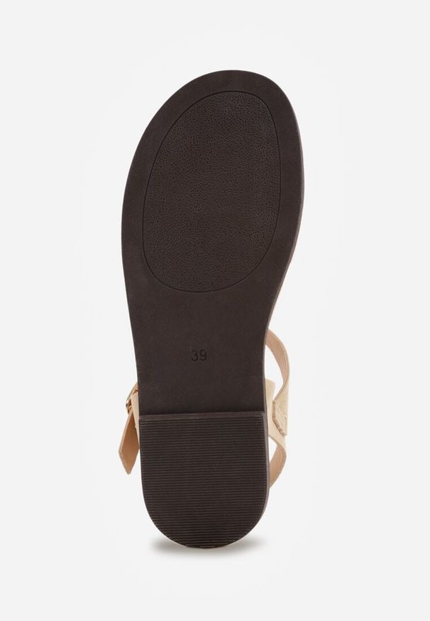 Renee - Beżowe Sandały Gladiatorki z Imitacji Nubuku Zapinane na Sprzączkę Briannea. Zapięcie: sprzączka. Kolor: beżowy. Materiał: nubuk. Wzór: haft. Sezon: lato. Styl: elegancki