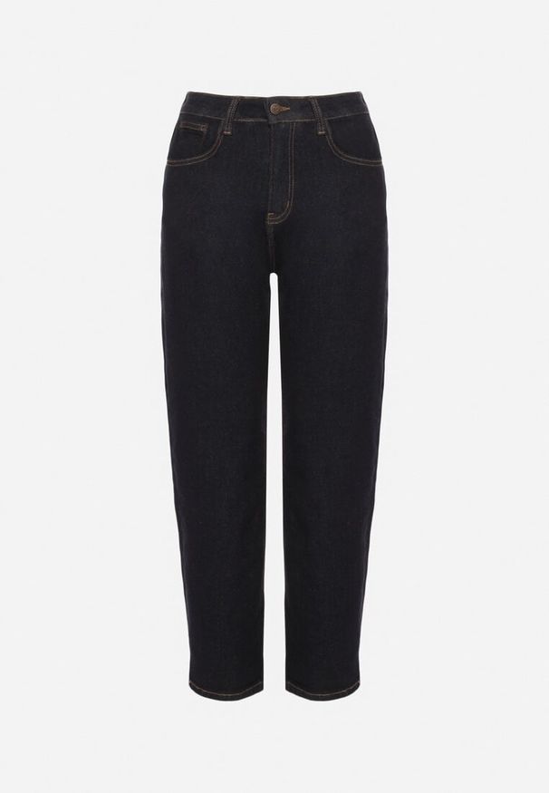 Born2be - Granatowe Klasyczne Jeansy o Kroju Mom Fit Amartia. Okazja: na co dzień. Kolor: niebieski. Styl: klasyczny