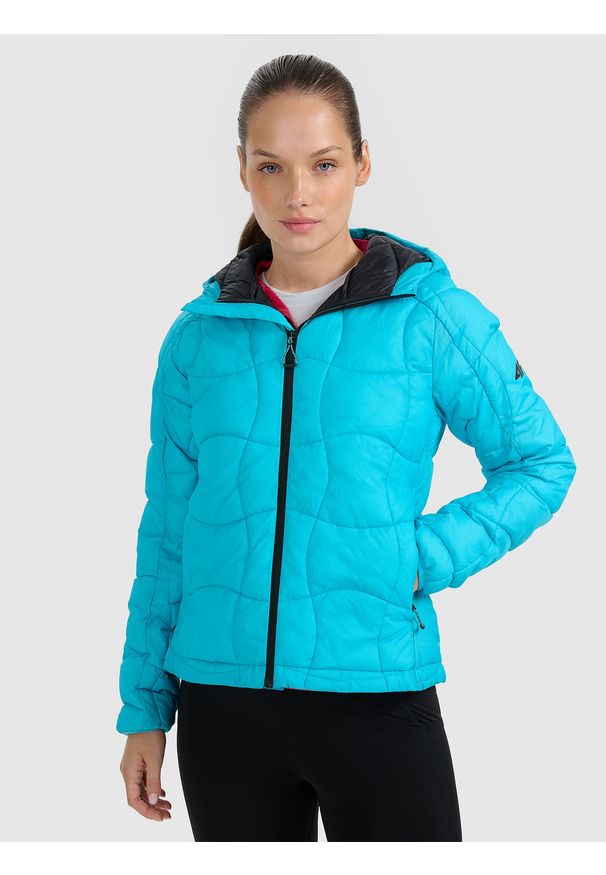 4f - 4F Kurtka puchowa z wypełnieniem Primaloft Silver damska - turkusowa XL. Kolor: turkusowy. Materiał: puch. Technologia: Primaloft. Sport: wspinaczka, turystyka piesza