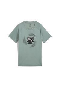 Puma - Młodzieżowa koszulka Active Sports Poly z grafiką PUMA Green Moon. Kolor: zielony