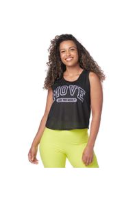 ZUMBA WEAR - Koszulka fitness damska czarna z perforowanego materiału Zumba. Kolor: czarny. Materiał: poliester. Sport: fitness #1