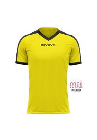 Koszulka piłkarska dla dorosłych Givova Revolution Interlock. Kolor: czarny, wielokolorowy, żółty. Sport: piłka nożna
