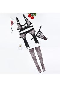 Intica - Komplet bielizny z wycięciami z dopasowanego materiału Gentjana. Kolor: czarny. Materiał: materiał