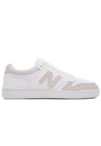 Buty unisex New Balance BB480LKA – białe. Okazja: na co dzień. Kolor: biały. Materiał: skóra, materiał. Szerokość cholewki: normalna. Sport: turystyka piesza