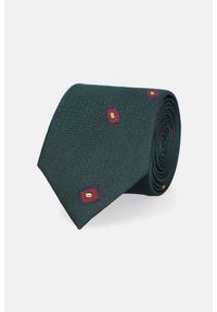Lancerto - Krawat Ciemnozielony Jedwabny Wzór. Kolor: zielony. Materiał: jedwab #1