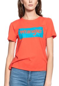 Wrangler - DAMSKI T-SHIRT WRANGLER LOGO TEE BITTERSWEET RED W7P3EVXBO