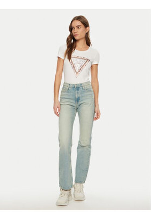 Guess T-Shirt W5RI22 J1314 Biały Regular Fit. Kolor: biały. Materiał: bawełna