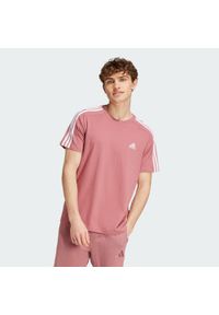 Adidas - Koszulka treningowa męska adidas Essentials Single Jersey 3-Stripes Tee. Kolor: różowy. Materiał: jersey