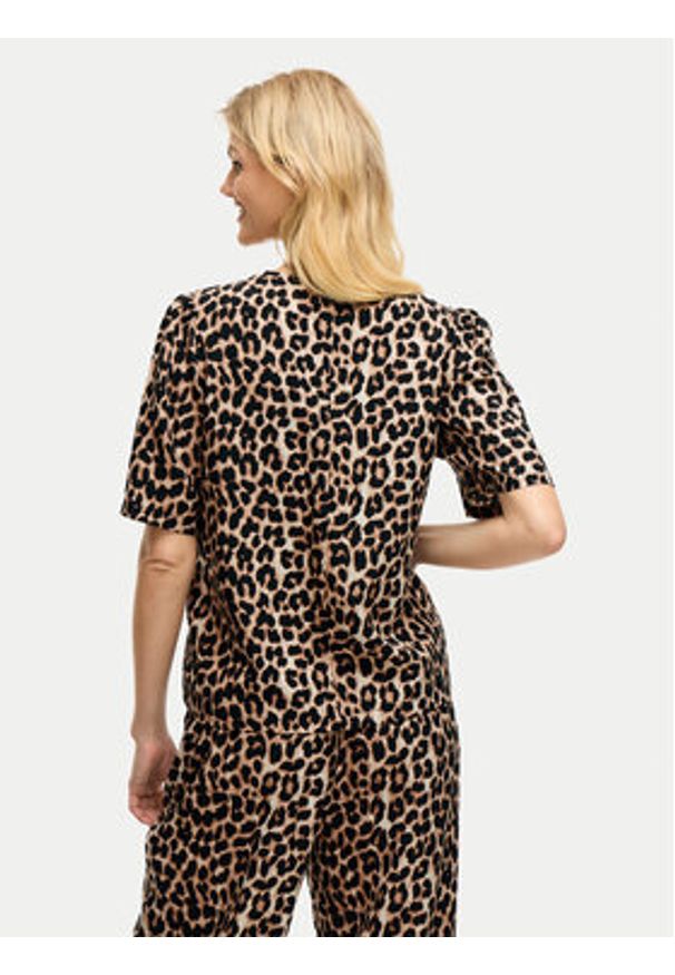 Vila Bluzka Liopana 14105564 Brązowy Regular Fit. Kolor: brązowy. Materiał: lyocell