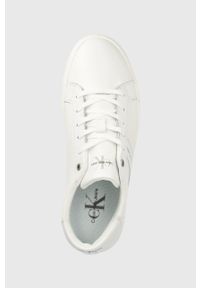 Calvin Klein Jeans sneakersy kolor biały. Nosek buta: okrągły. Zapięcie: sznurówki. Kolor: biały. Materiał: materiał, guma #4
