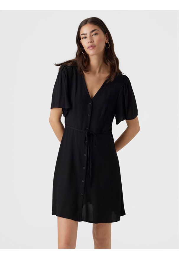 Vero Moda Sukienka letnia Alba 10292845 Czarny Regular Fit. Kolor: czarny. Materiał: wiskoza. Sezon: lato