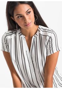 bonprix - Bluzka z krótkim rękawem z czystej wiskozy. Typ kołnierza: dekolt w serek. Kolor: biały. Materiał: wiskoza. Długość rękawa: krótki rękaw. Długość: krótkie. Wzór: nadruk. Styl: elegancki #2