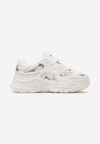 Renee - Białe Sneakersy z Siateczkowymi i Metalicznymi Wstawkami Telarisa. Kolor: biały #4