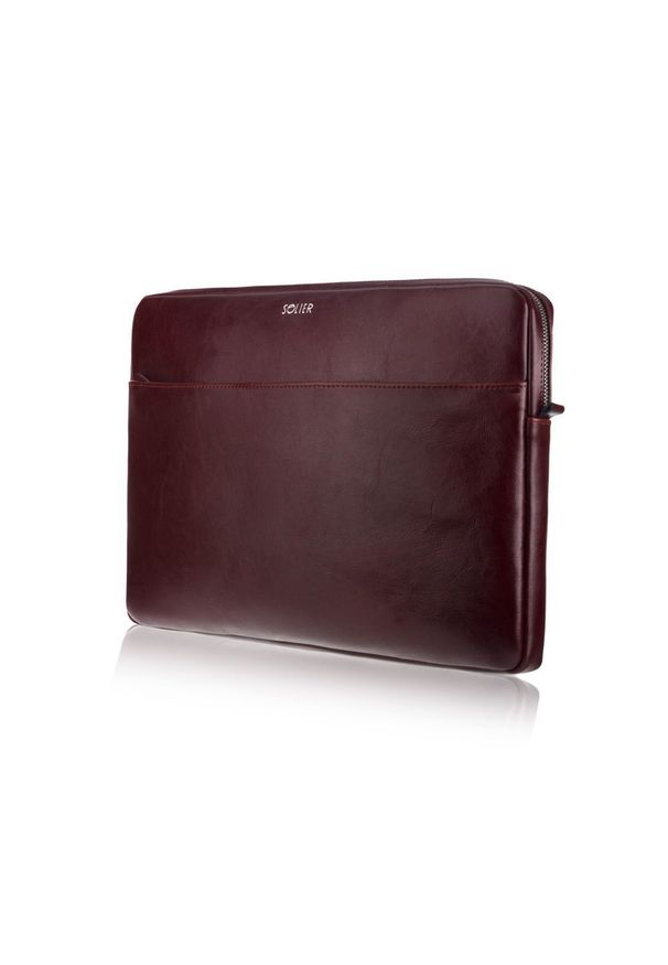 Skórzany pokrowiec etui na laptopa 15 cali Solier SA24A burgundowy. Kolor: czerwony. Materiał: skóra. Styl: elegancki