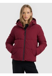 4f - 4F Kurtka puchowa z wypełnieniem syntetycznym damska - czerwona XL. Okazja: na co dzień, na spacer. Kolor: czerwony. Materiał: syntetyk, puch. Wzór: gładki. Sezon: zima. Styl: casual #1
