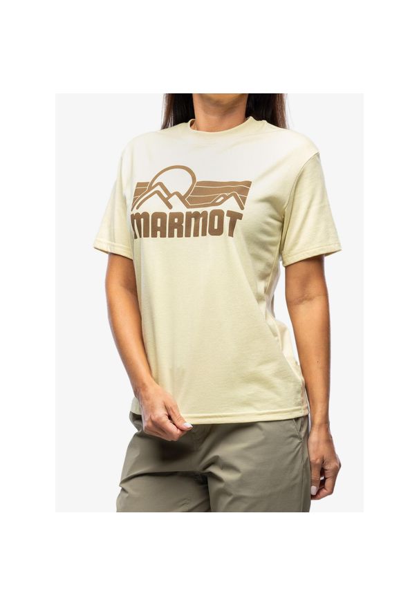 Koszulka bawełniana damska Marmot Coastal Tee. Kolor: żółty. Materiał: bawełna