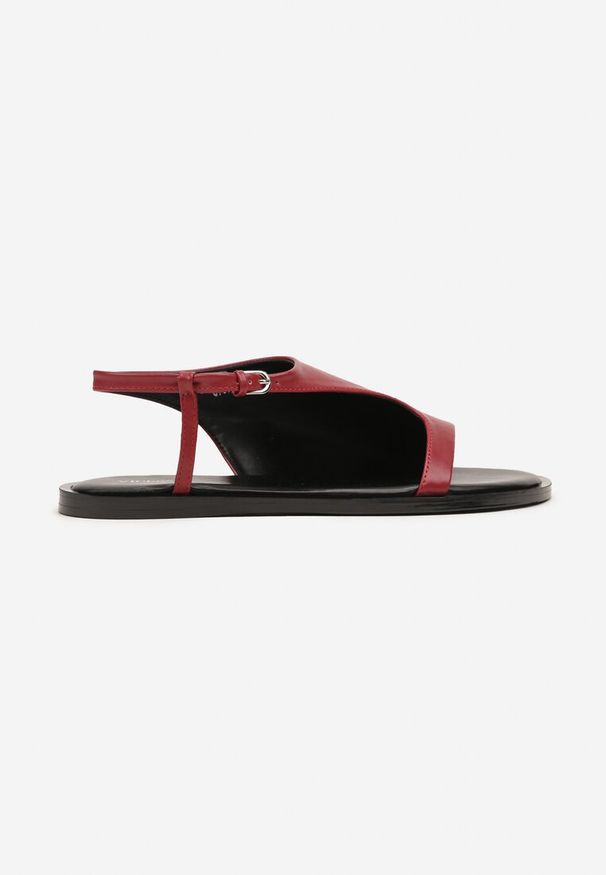 Born2be - Czerwone Sandały Vices z Asymetryczną Cholewką Merira. Okazja: na co dzień, na imprezę. Kolor: czerwony. Sezon: lato. Styl: klasyczny, elegancki, casual