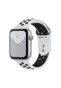 APPLE Watch 5 Cellular Nike+ 44mm (Srebrny z opaską sportową w kolorze platynowo-czarnym). Kolor: srebrny, czarny, wielokolorowy, szary. Styl: sportowy #1