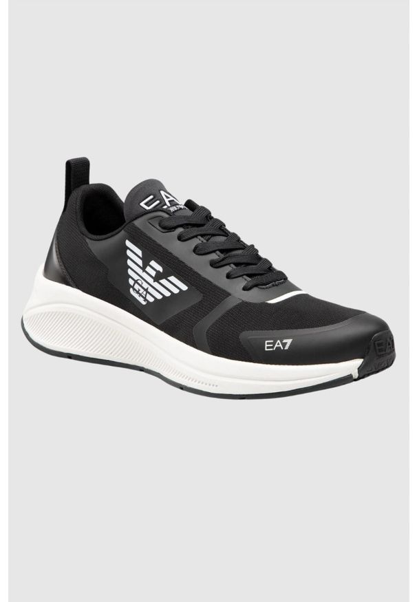 EA7 Emporio Armani - EA7 Czarne sneakersy z białym logo, Rozmiar 41 1/3. Kolor: czarny