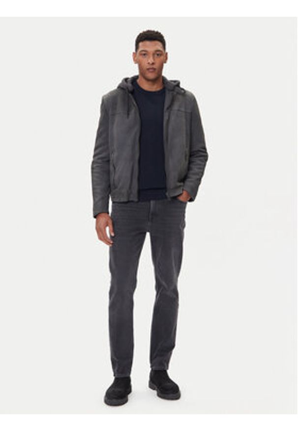 Milestone Kurtka skórzana MSRenaldo 531006 60725 Szary Regular Fit. Kolor: szary. Materiał: skóra