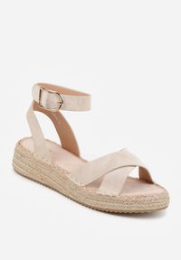Born2be - Beżowe Plecione Sandały Boho VICES ze Skrzyżowanymi Paskami Aqiaria. Okazja: na co dzień. Zapięcie: pasek. Kolor: beżowy. Materiał: len. Sezon: lato. Styl: boho #3