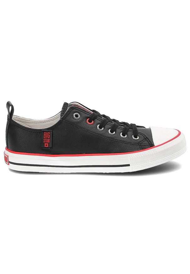 Big-Star - Czarne Trampki Big Star Modne Buty Damskie Półbuty. Okazja: na co dzień. Kolor: czarny. Materiał: materiał, skóra ekologiczna, guma. Szerokość cholewki: normalna. Wzór: aplikacja. Styl: casual