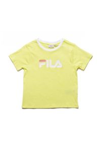 Koszulka sportowa damska Fila Salome Tee. Kolor: żółty. Materiał: bawełna. Długość rękawa: krótki rękaw. Długość: krótkie