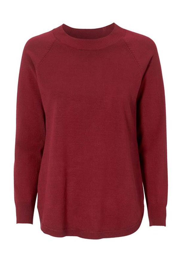 Cellbes Sweter z prążkowanym wykończeniem przy szyi burgundowy female czerwony 54/56. Kolor: czerwony. Materiał: prążkowany. Długość rękawa: raglanowy rękaw