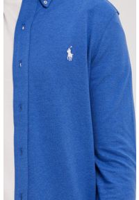 Polo Ralph Lauren Koszula bawełniana 710654408043 męska regular z kołnierzykiem button-down. Typ kołnierza: button down, polo. Kolor: niebieski. Materiał: bawełna. Długość rękawa: długi rękaw. Długość: długie #4