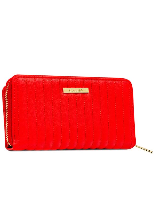 Duży pikowany portfel damski na karty wykonany ze skóry ekologicznej poziomy na zatrzask i suwak 4U CAVALDI CHWJ-08. Materiał: skóra ekologiczna