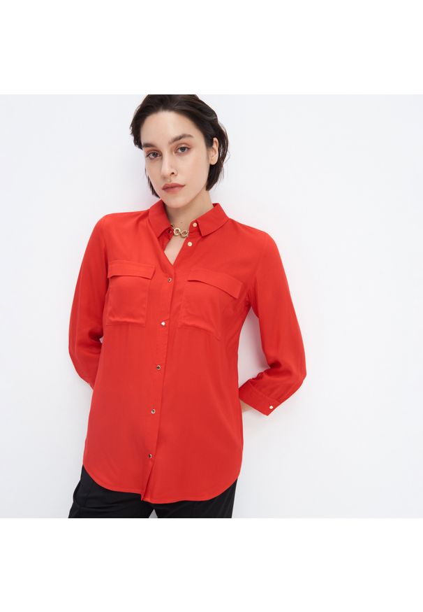 Mohito - Wiskozowa koszula - Czerwony. Kolor: czerwony. Materiał: wiskoza
