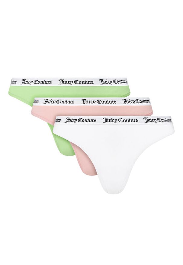 Juicy Couture Komplet 3 par stringów JCLTH224571 Kolorowy. Materiał: bawełna. Wzór: kolorowy