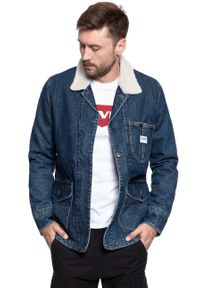 Lee - KURTKA ZIMOWA LEE LONG LOCO SHERPA DARK WORN L88KRDEP 112123740. Materiał: jeans, materiał. Sezon: zima