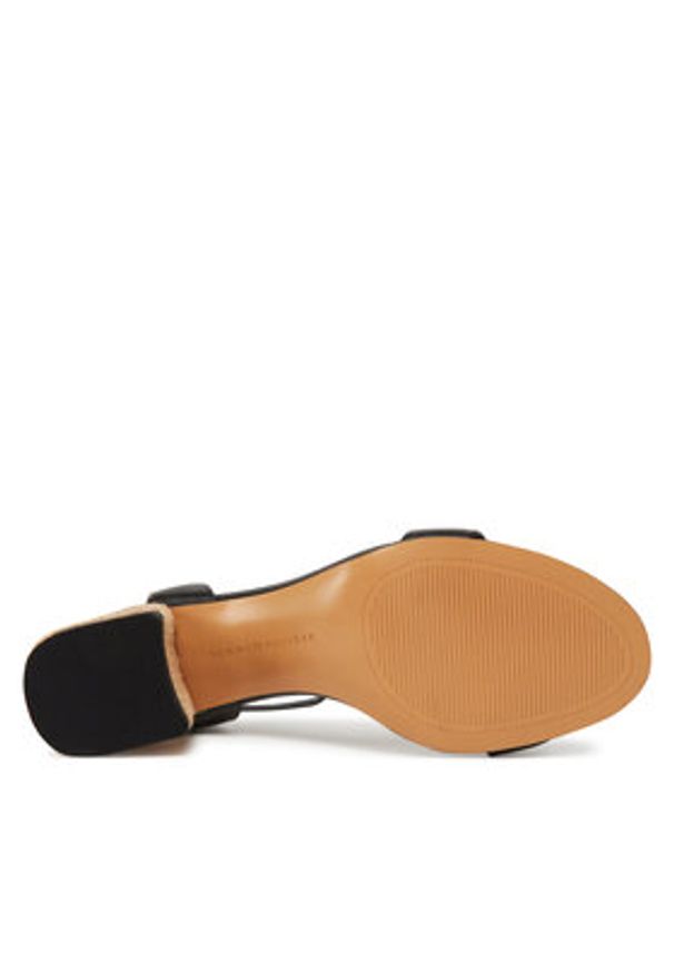 TOMMY HILFIGER - Tommy Hilfiger Espadryle Leather Ankle Strap Espad Sandal FW0FW08533 Czarny. Kolor: czarny. Materiał: skóra